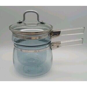 Vintage Pyrex Double Boiler Set 1 1/2 Quart 6283 Blue